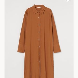 Rust Brown Cotton Shirt Dress